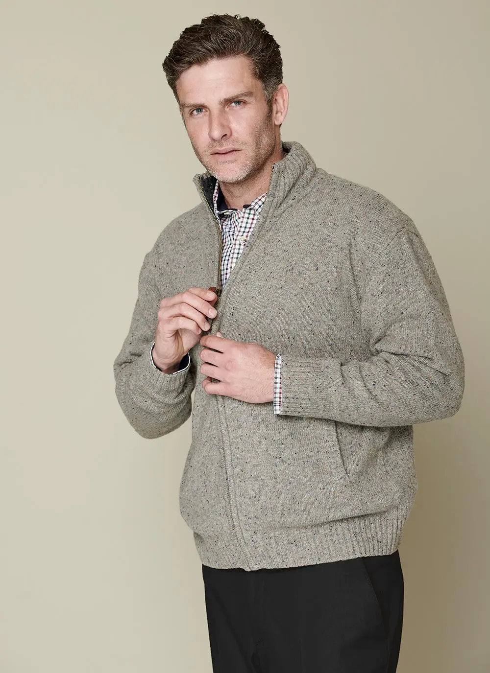 Donegal Fleck Full Zip Cardigan