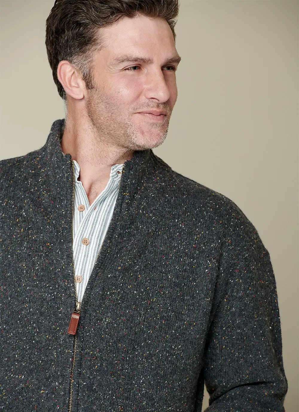 Donegal Fleck Full Zip Cardigan