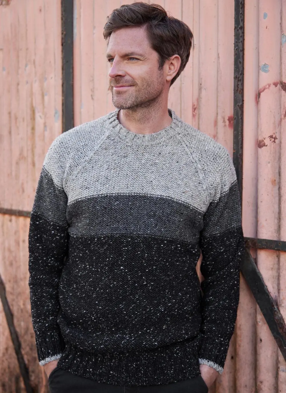 Donegal Fleck Tri-Color Crew Neck Sweater