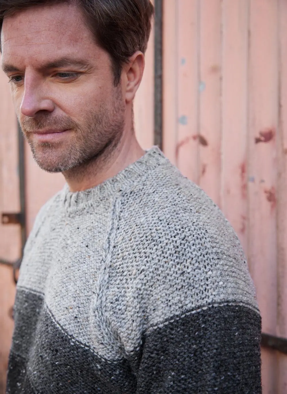 Donegal Fleck Tri-Color Crew Neck Sweater