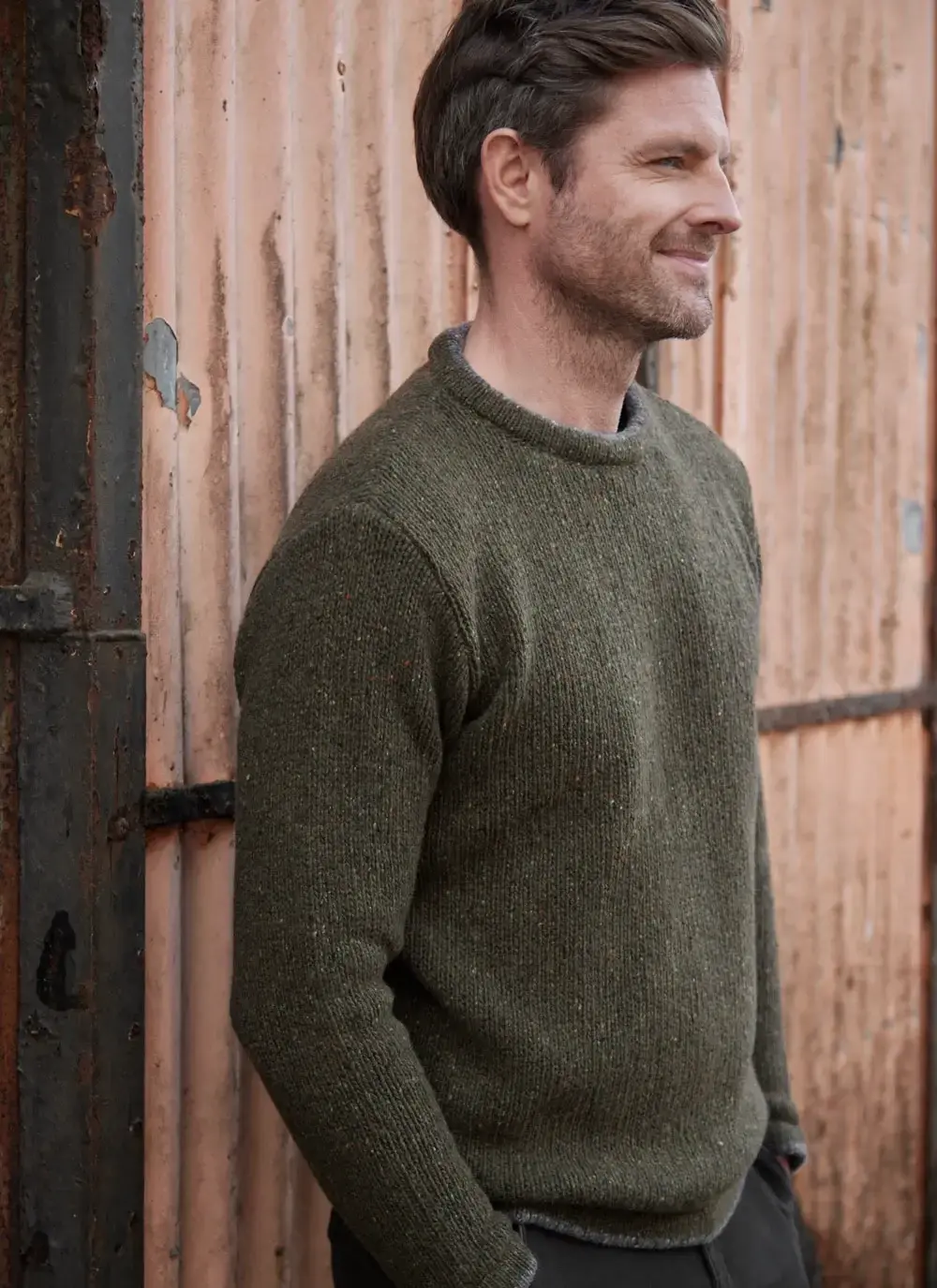 Donegal Fleck Wool Cashmere Roundstone Sweater 