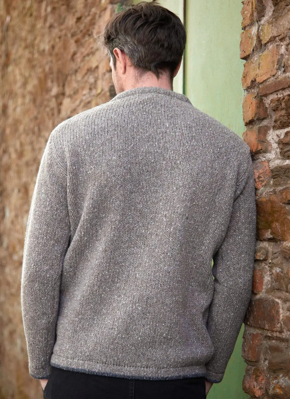 Donegal Fleck Wool Cashmere Roundstone Sweater 