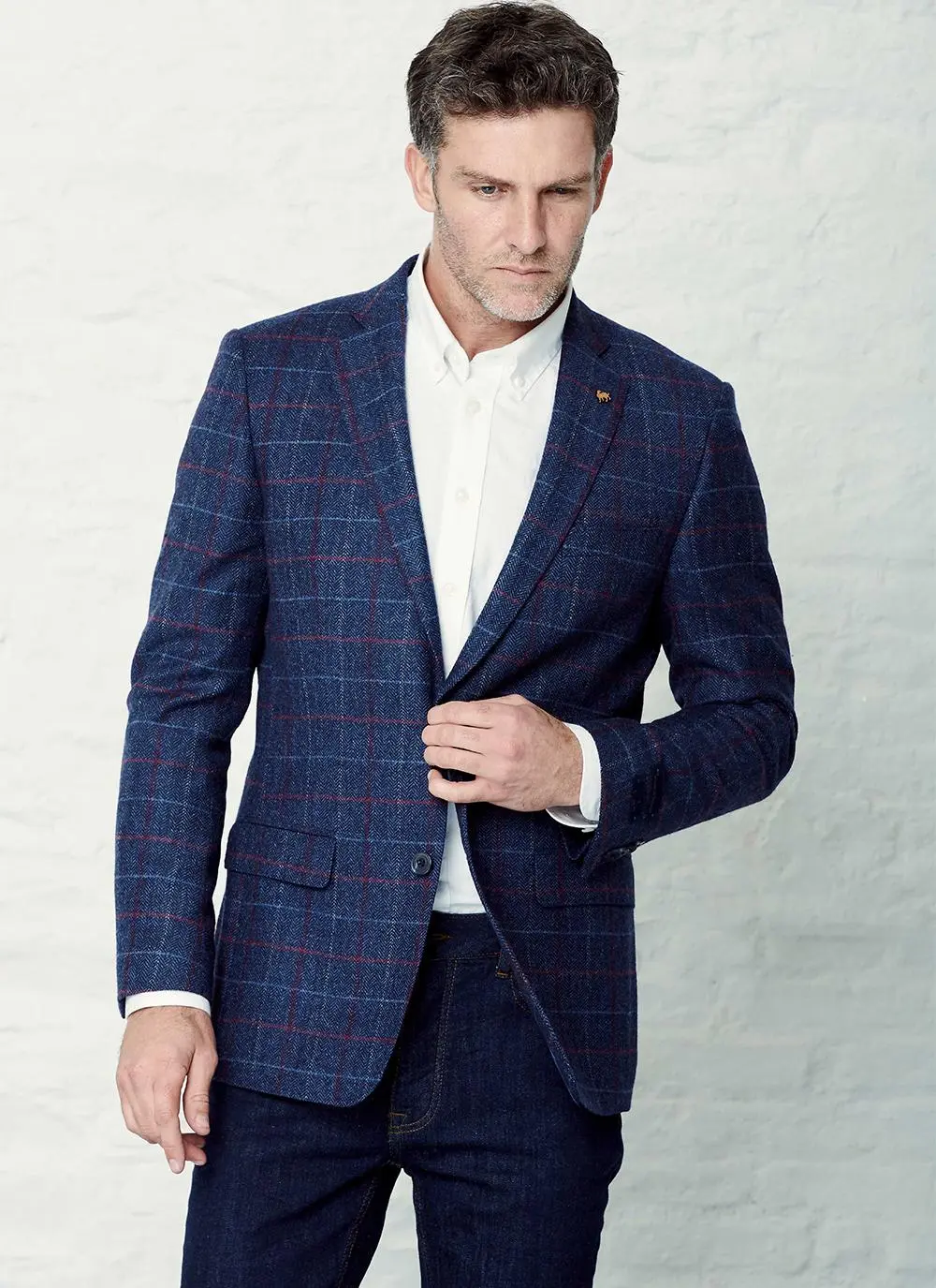 Donegal Tweed Blue Check Jacket - Regular