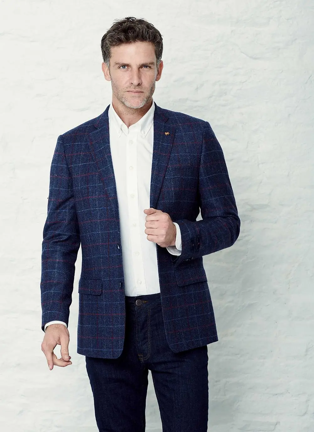 Donegal Tweed Blue Check Jacket - Long