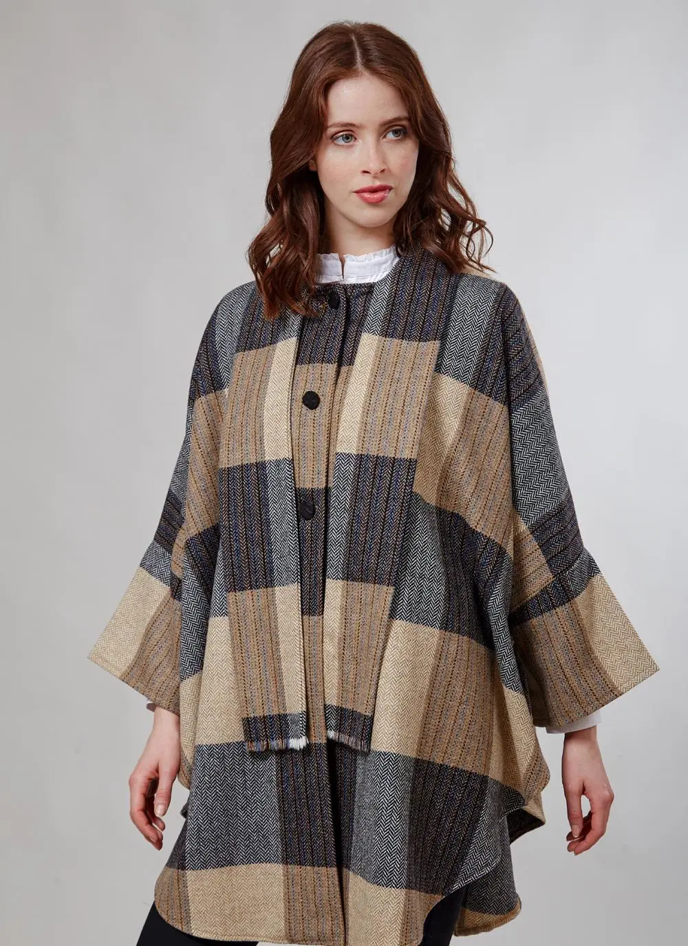 Donegal Tweed Scarf Cape Camel