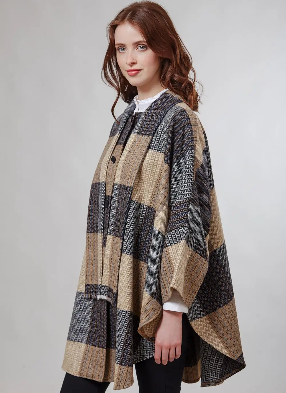 Donegal Tweed Scarf Cape Camel
