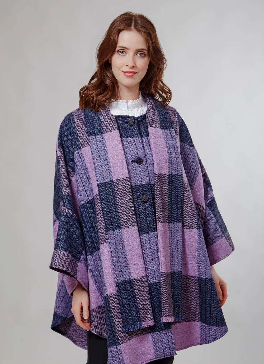 Donegal Tweed Scarf Cape Pink