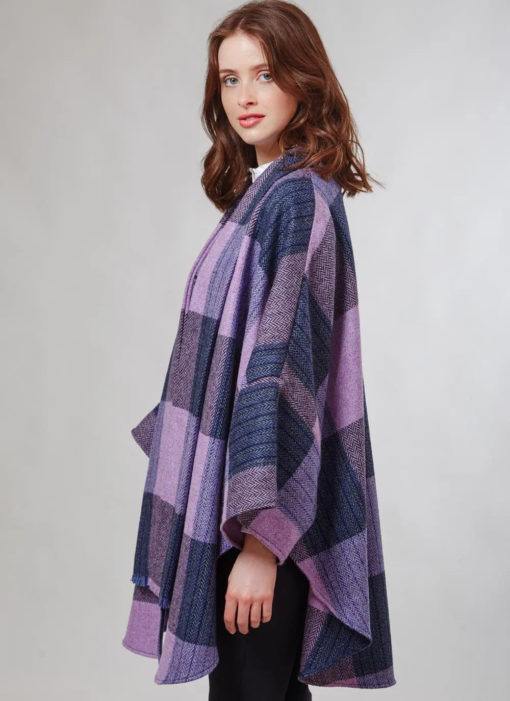 Donegal Tweed Scarf Cape Pink