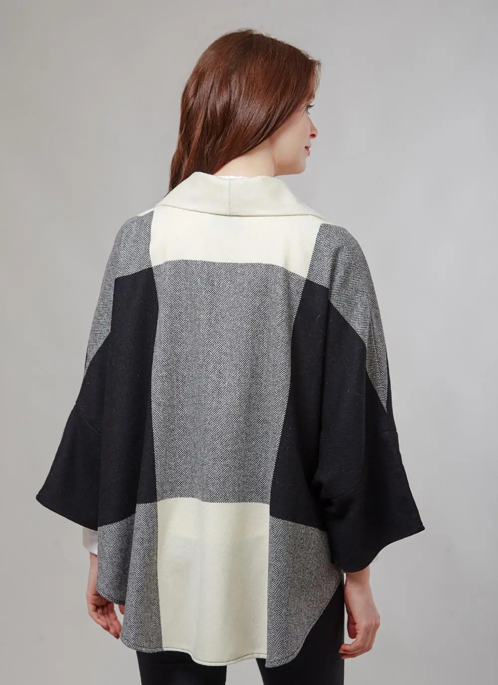 Donegal Tweed Short Scarf Cape Black