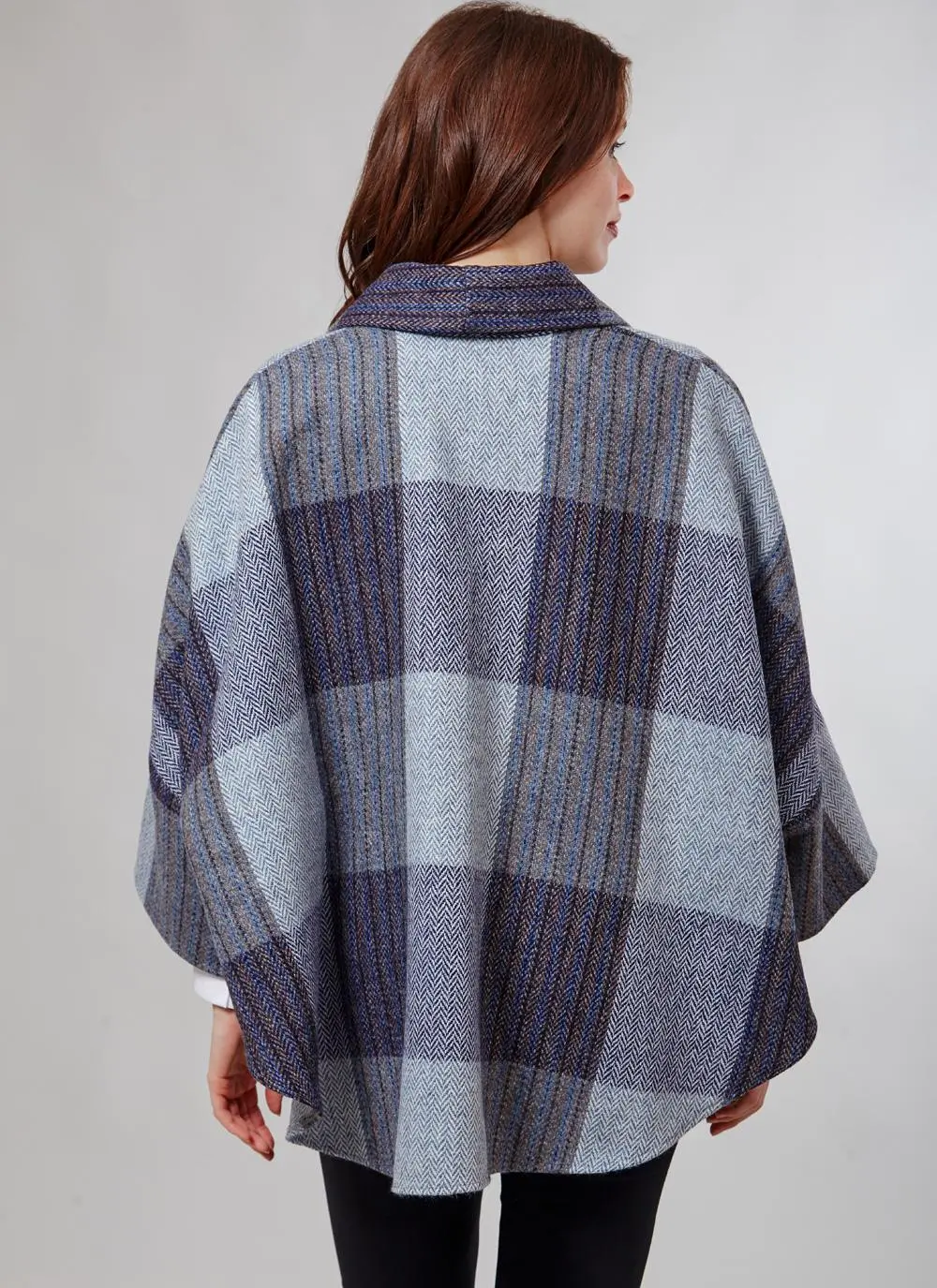 Donegal Tweed Short Scarf Cape Denim