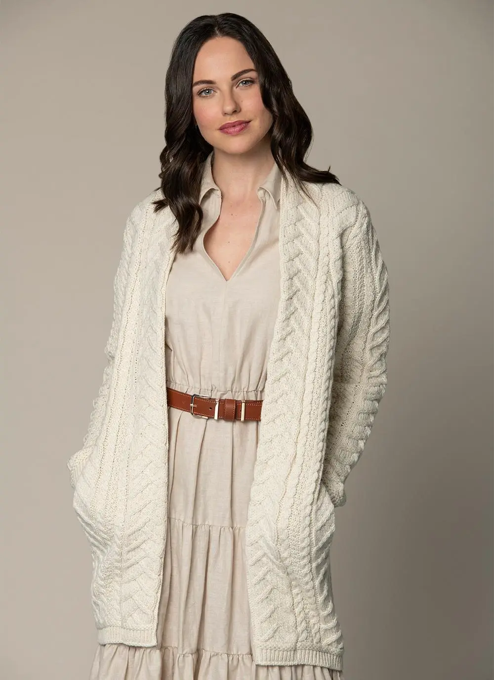 Supersoft Merino Wool Drape Aran Cardigan