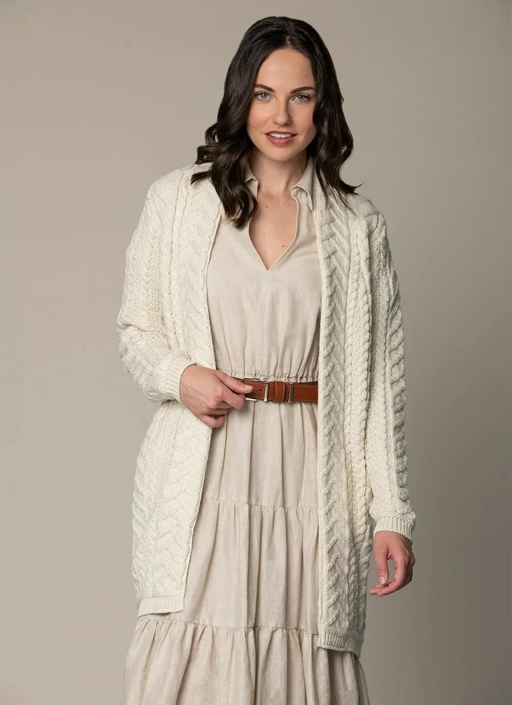 Supersoft Merino Wool Drape Aran Cardigan