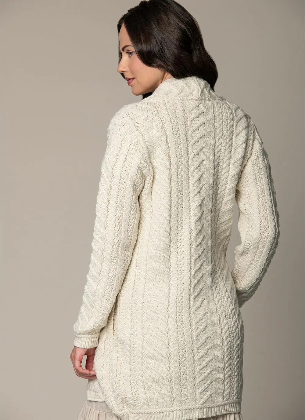 Supersoft Merino Wool Drape Aran Cardigan