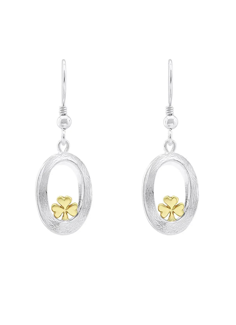 Sterling Silver Embrace Shamrock Drop Earrings