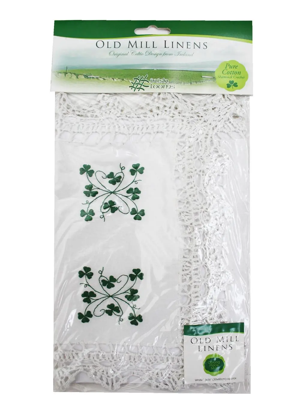 Embroidered Shamrock Crochet Placemats Set of 6
