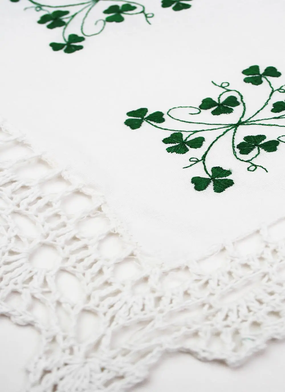 Embroidered Shamrock Crochet Placemats Set of 6