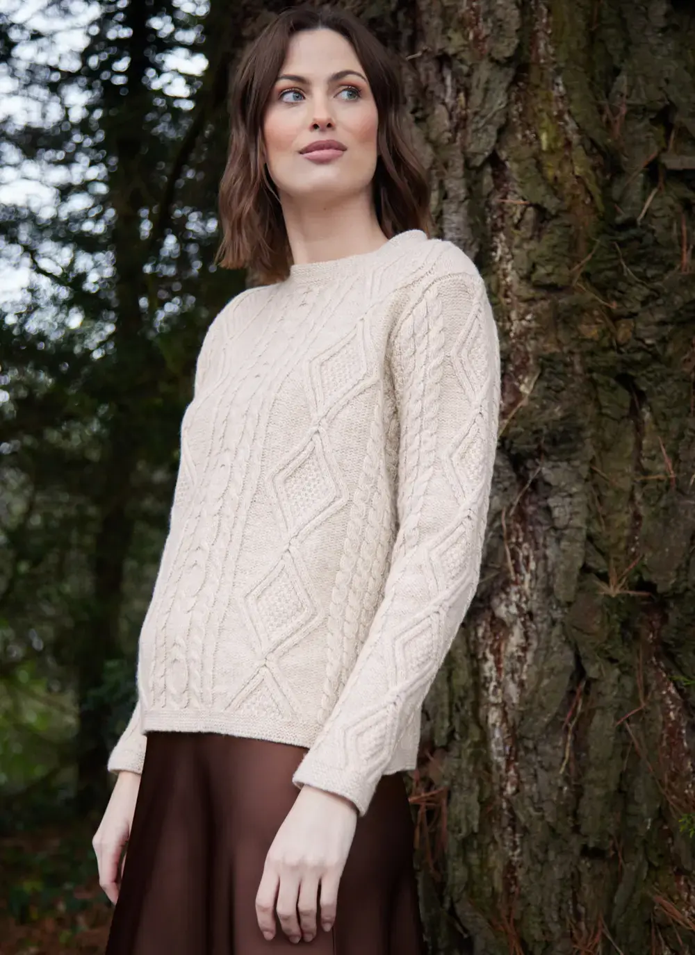 Emily Lambswool Aran Crew Neck Sweater