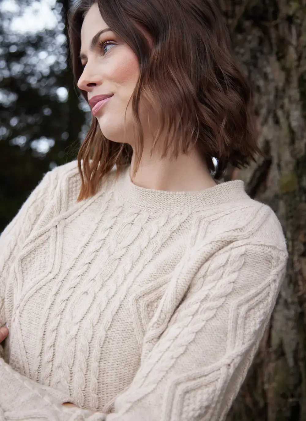 Emily Lambswool Aran Crew Neck Sweater
