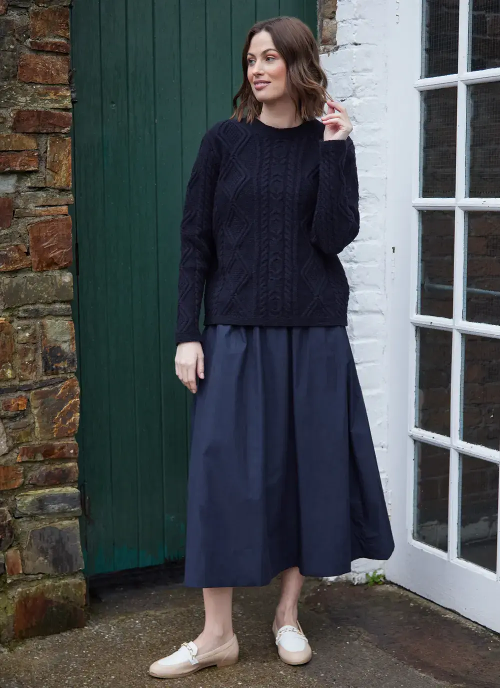 Emily Lambswool Aran Crew Neck Sweater
