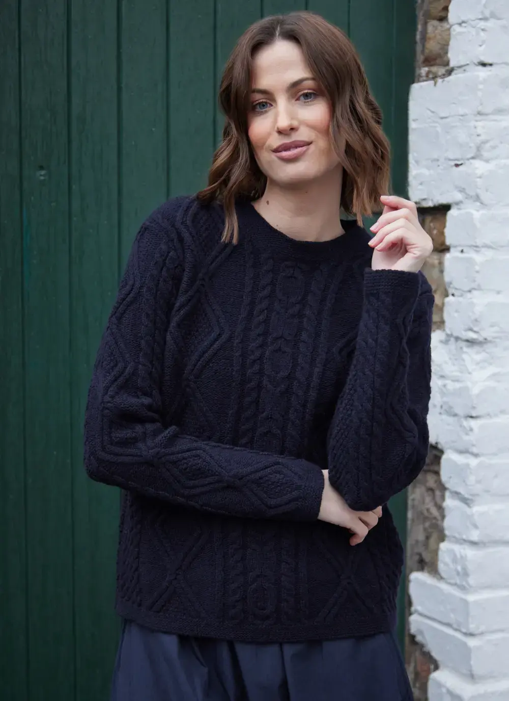 Emily Lambswool Aran Crew Neck Sweater
