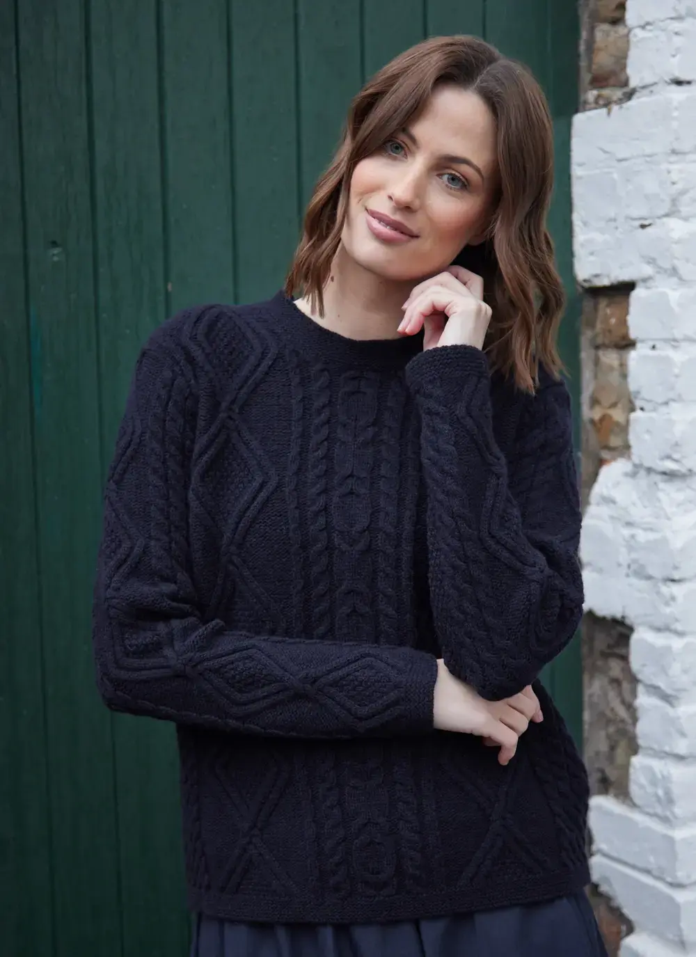 Emily Lambswool Aran Crew Neck Sweater