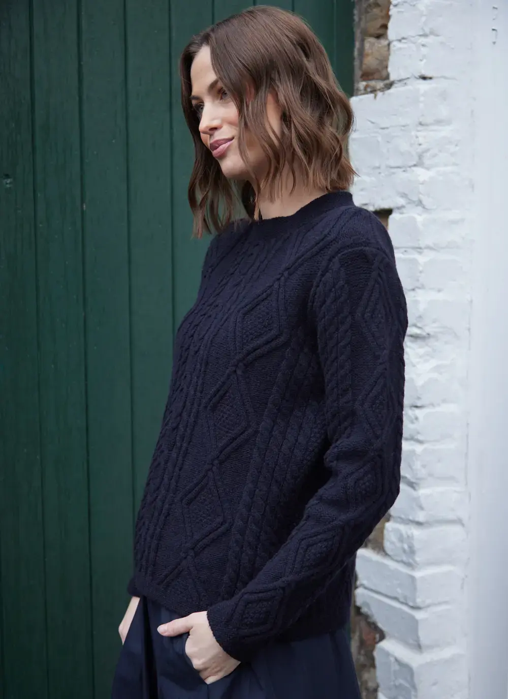 Emily Lambswool Aran Crew Neck Sweater