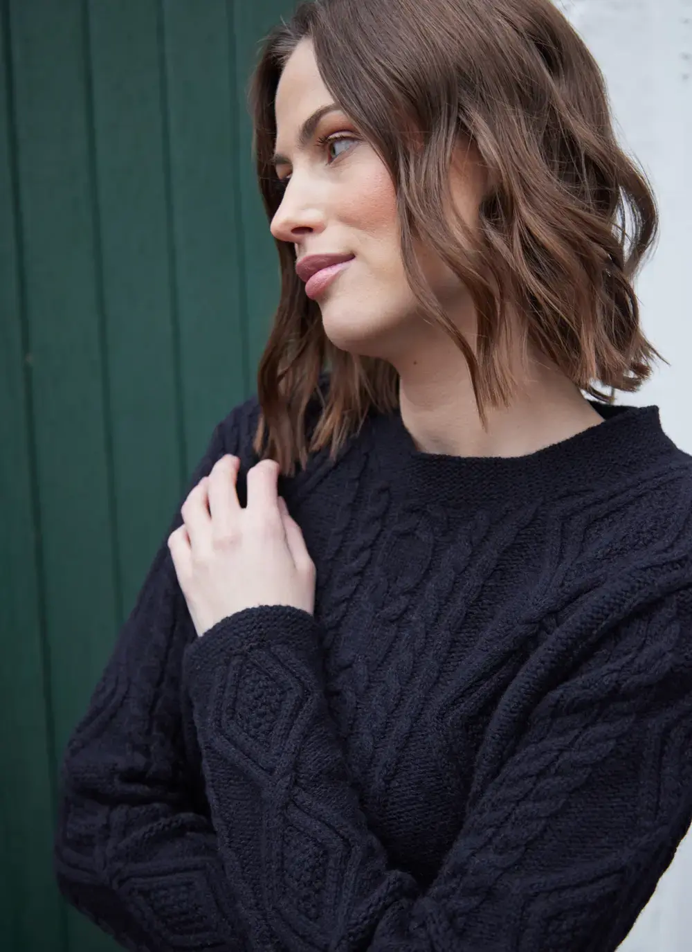 Emily Lambswool Aran Crew Neck Sweater