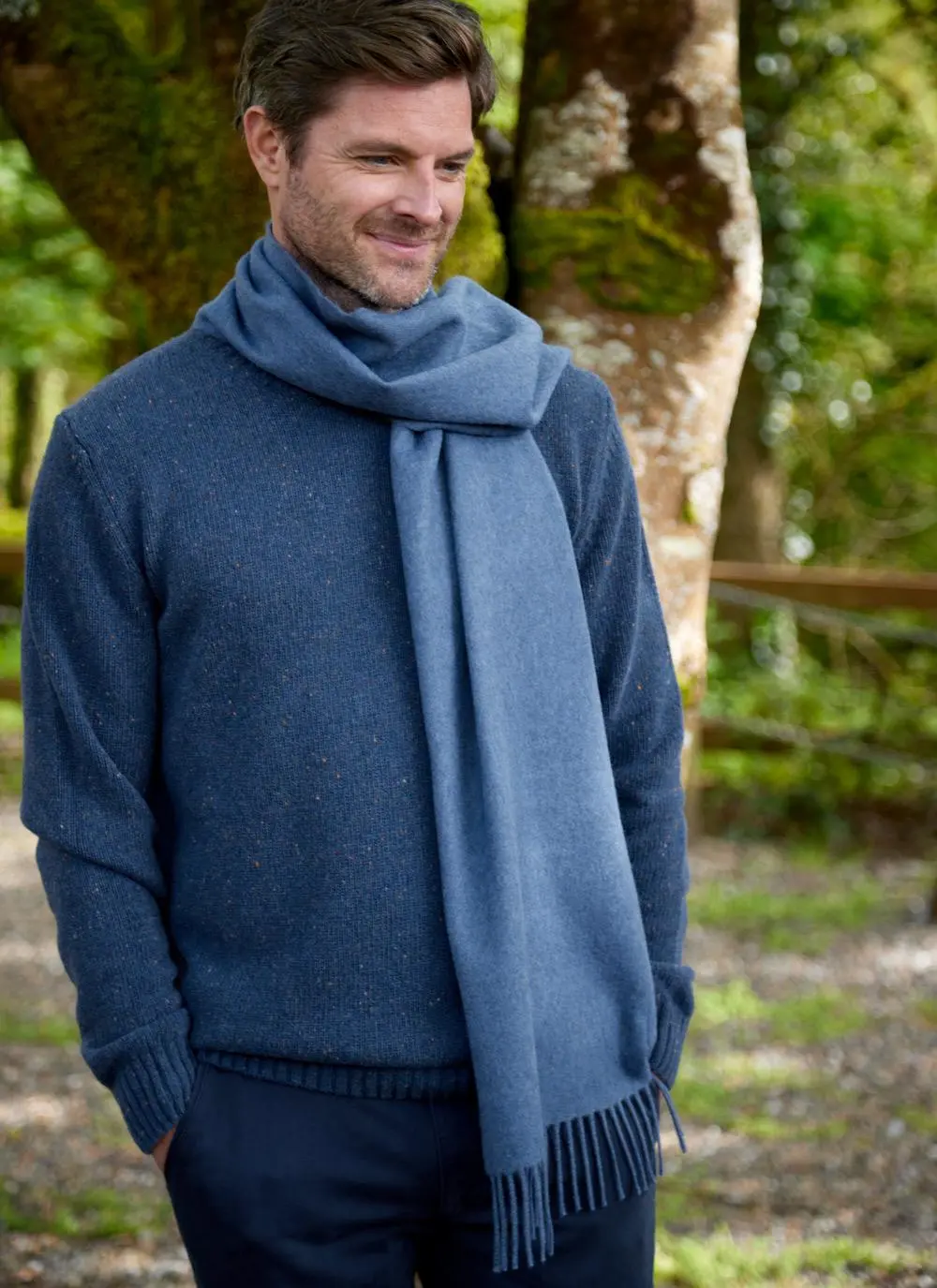 Extra Fine Merino Wool Fringed Check Scarf 