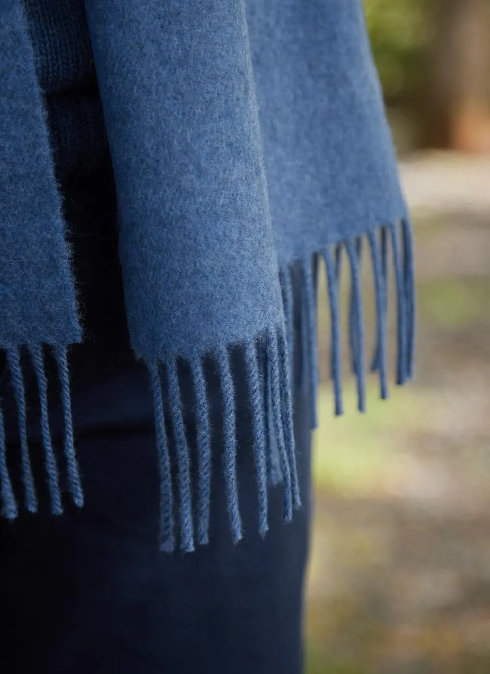 Extra Fine Merino Wool Fringed Check Scarf 