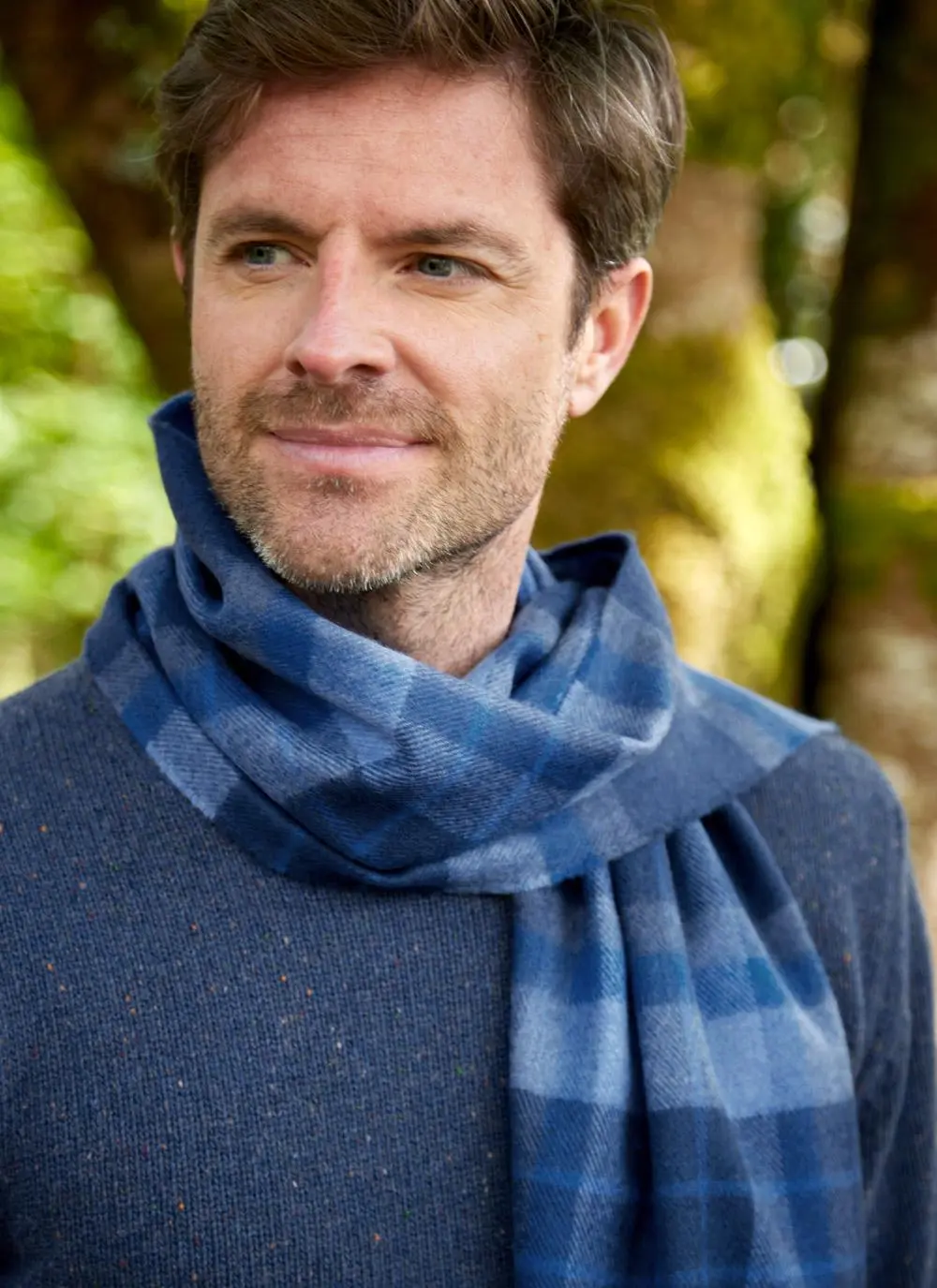 Extra Fine Merino Wool Fringed Check Scarf 