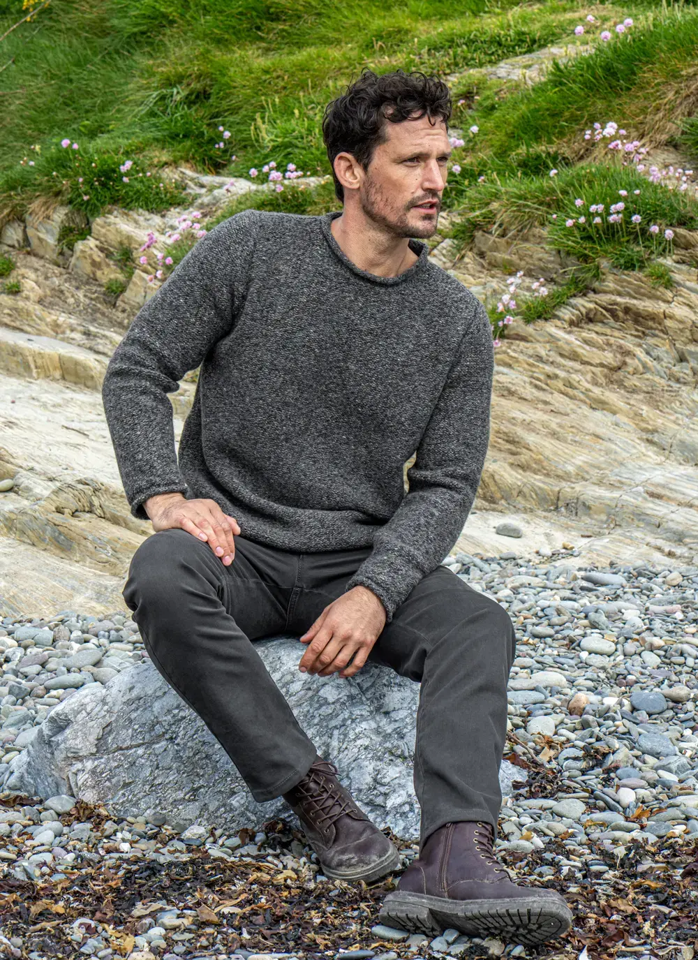Fisherman Wool Cashmere Roll Neck Sweater