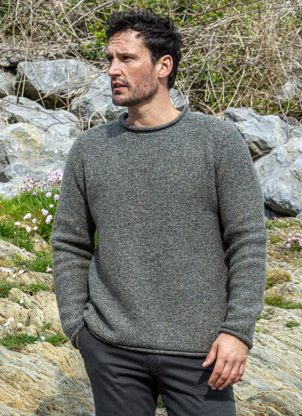 Wool Cashmere Roll Neck Sweater