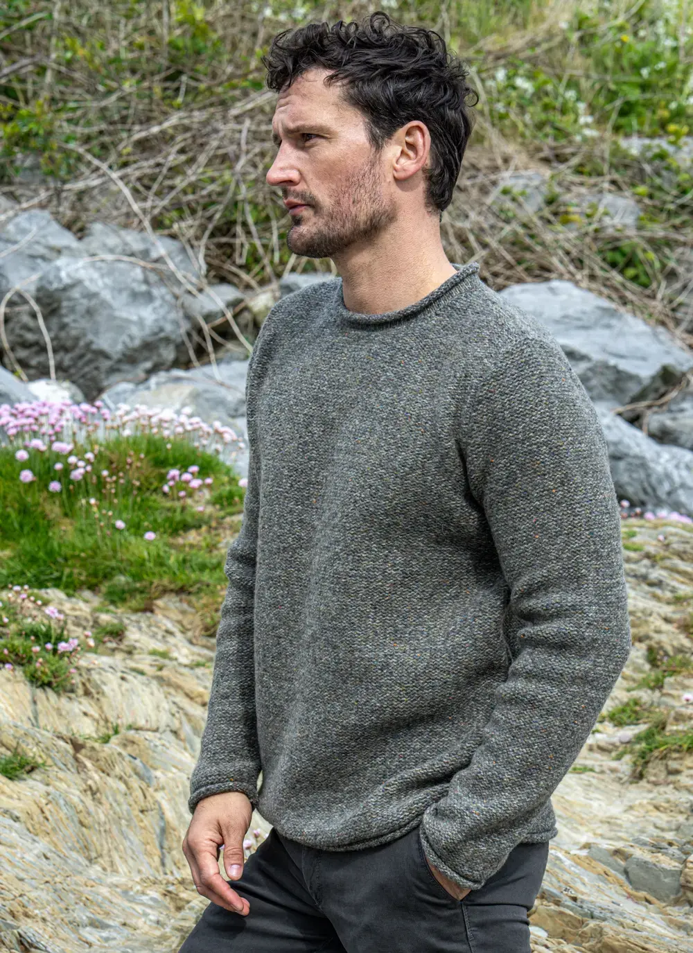 Wool Cashmere Roll Neck Sweater