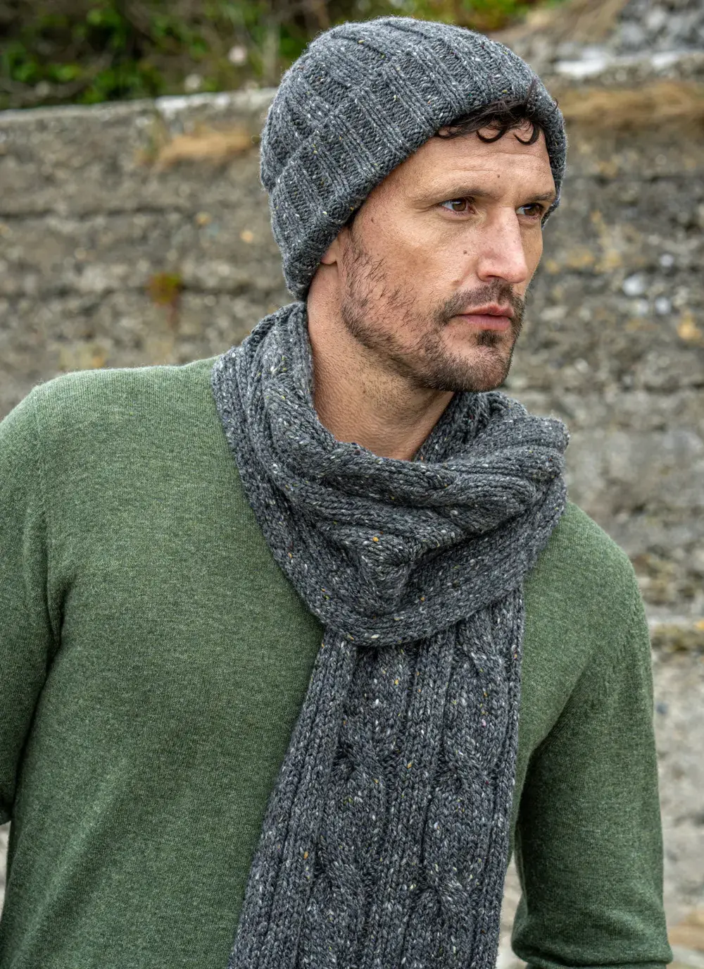 Fisherman Donegal Fleck Ribbed Beanie