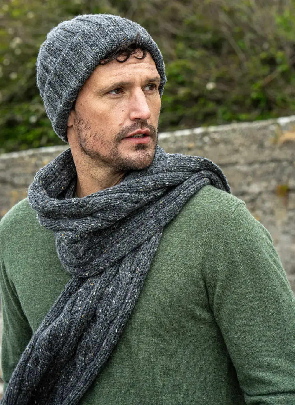 Fisherman Donegal Fleck Ribbed Beanie