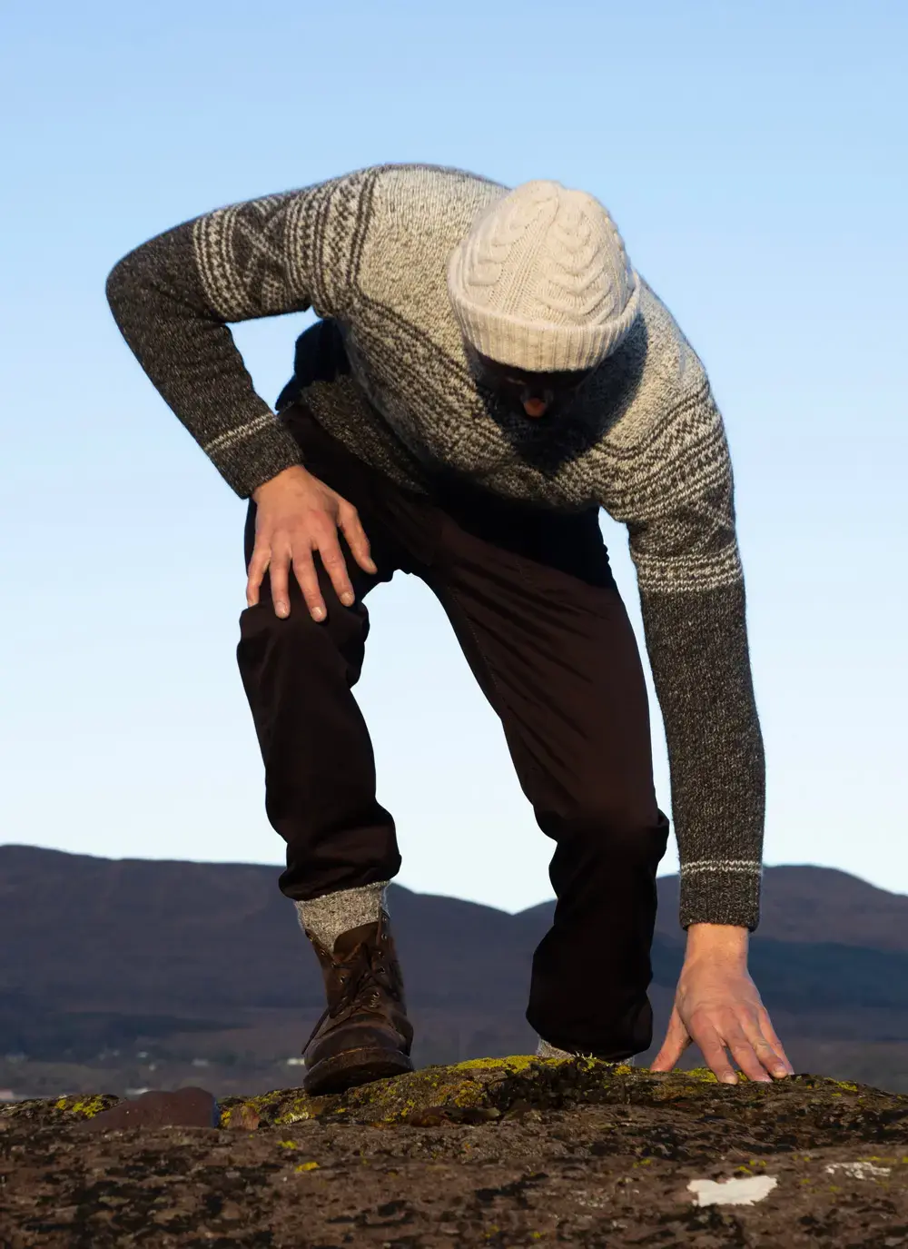 Zip Neck Sweater With Jacquard Pattern
