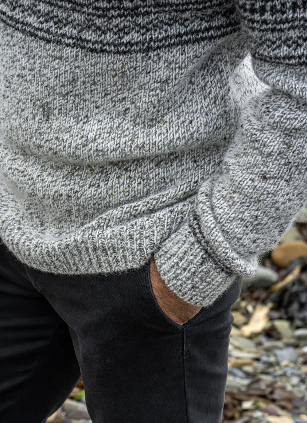 Zip Neck Sweater With Jacquard Pattern