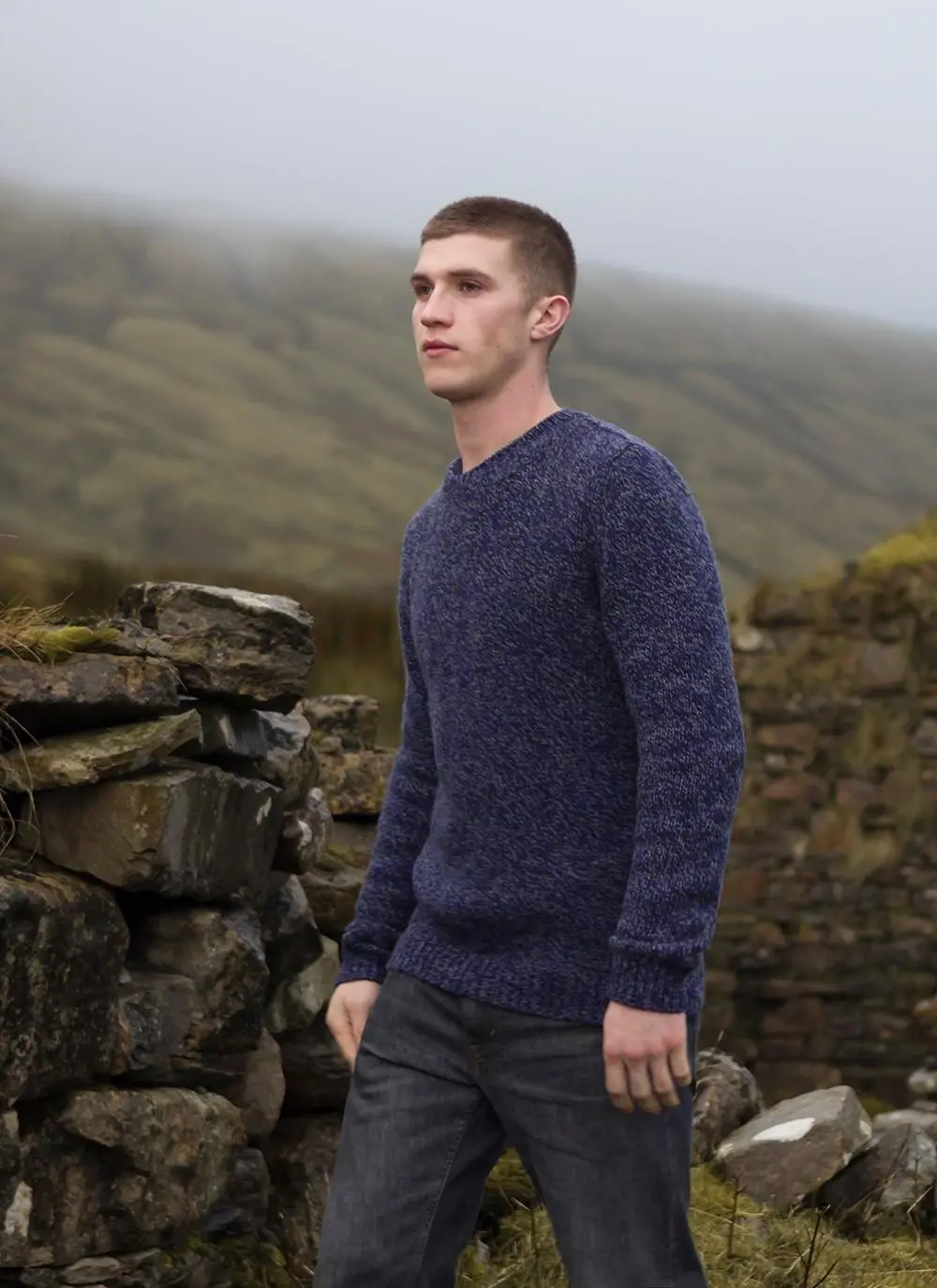 Fisherman Jersey Stitch Crew Neck Sweater