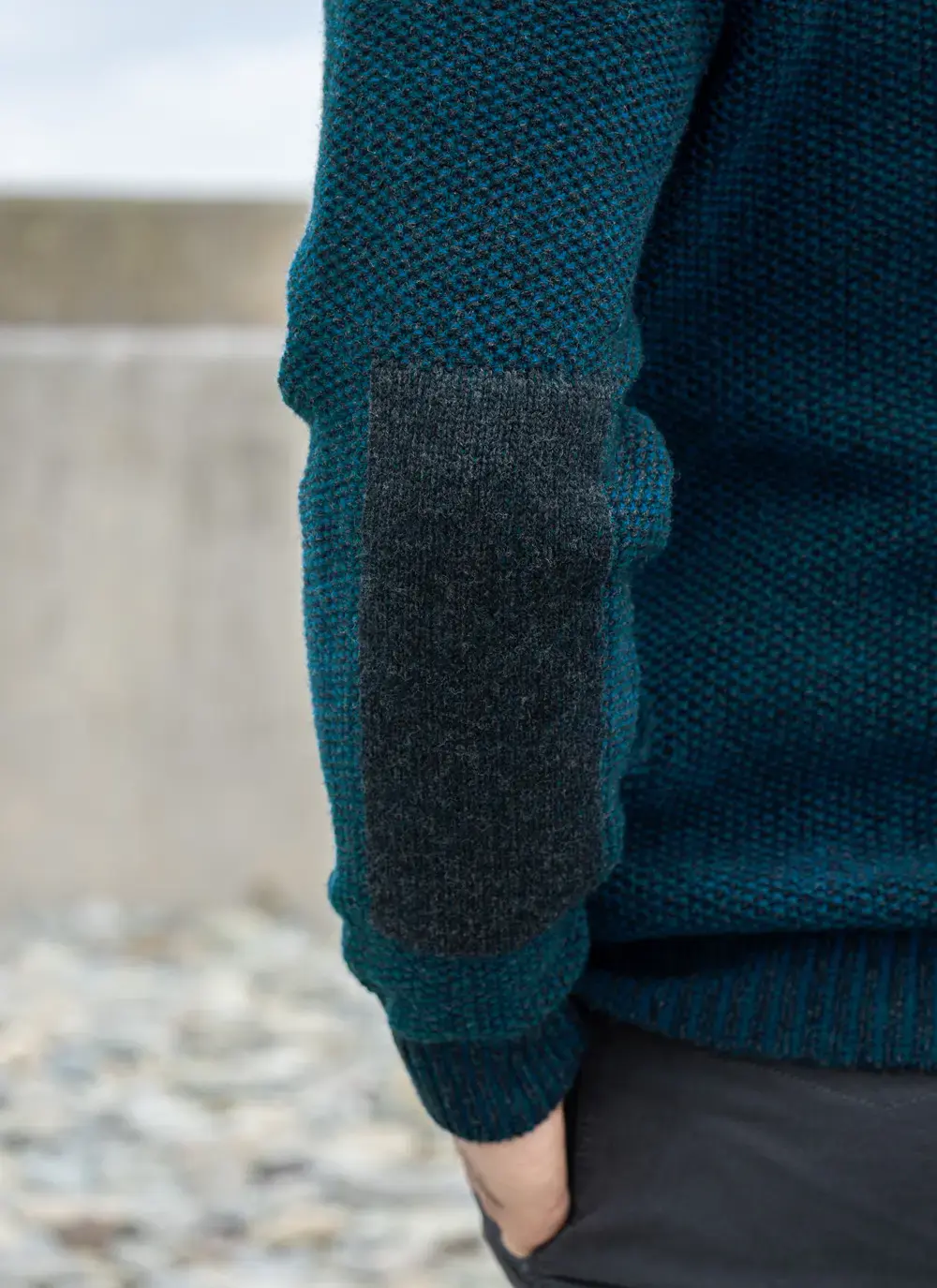 Fisherman Lambswool Seed Stitch Zip Neck Sweater
