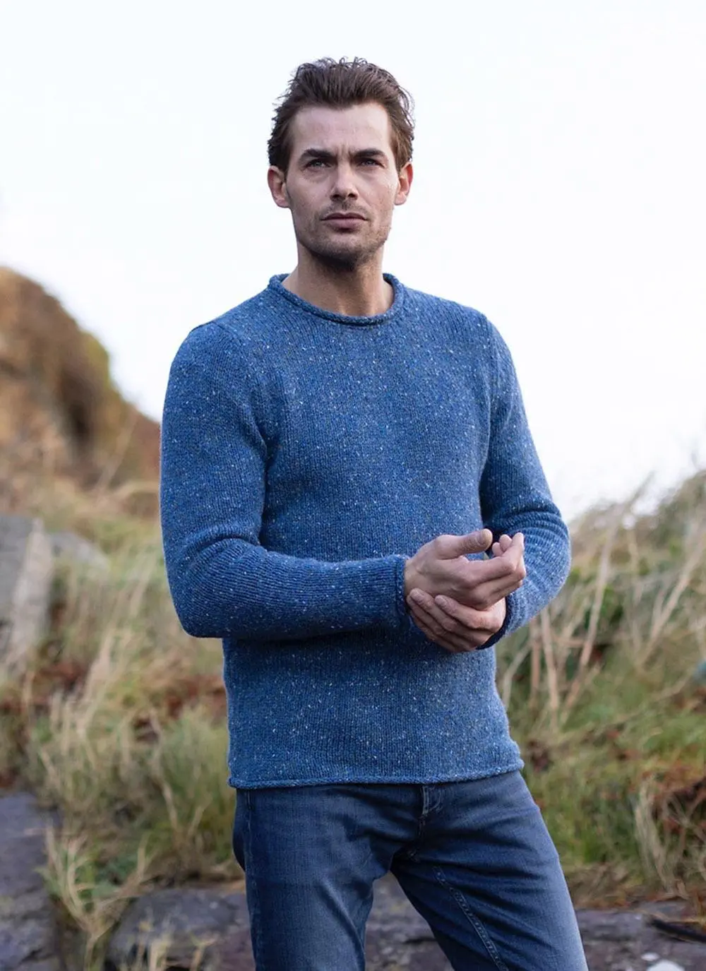 Fisherman Donegal Fleck Roll Neck Sweater