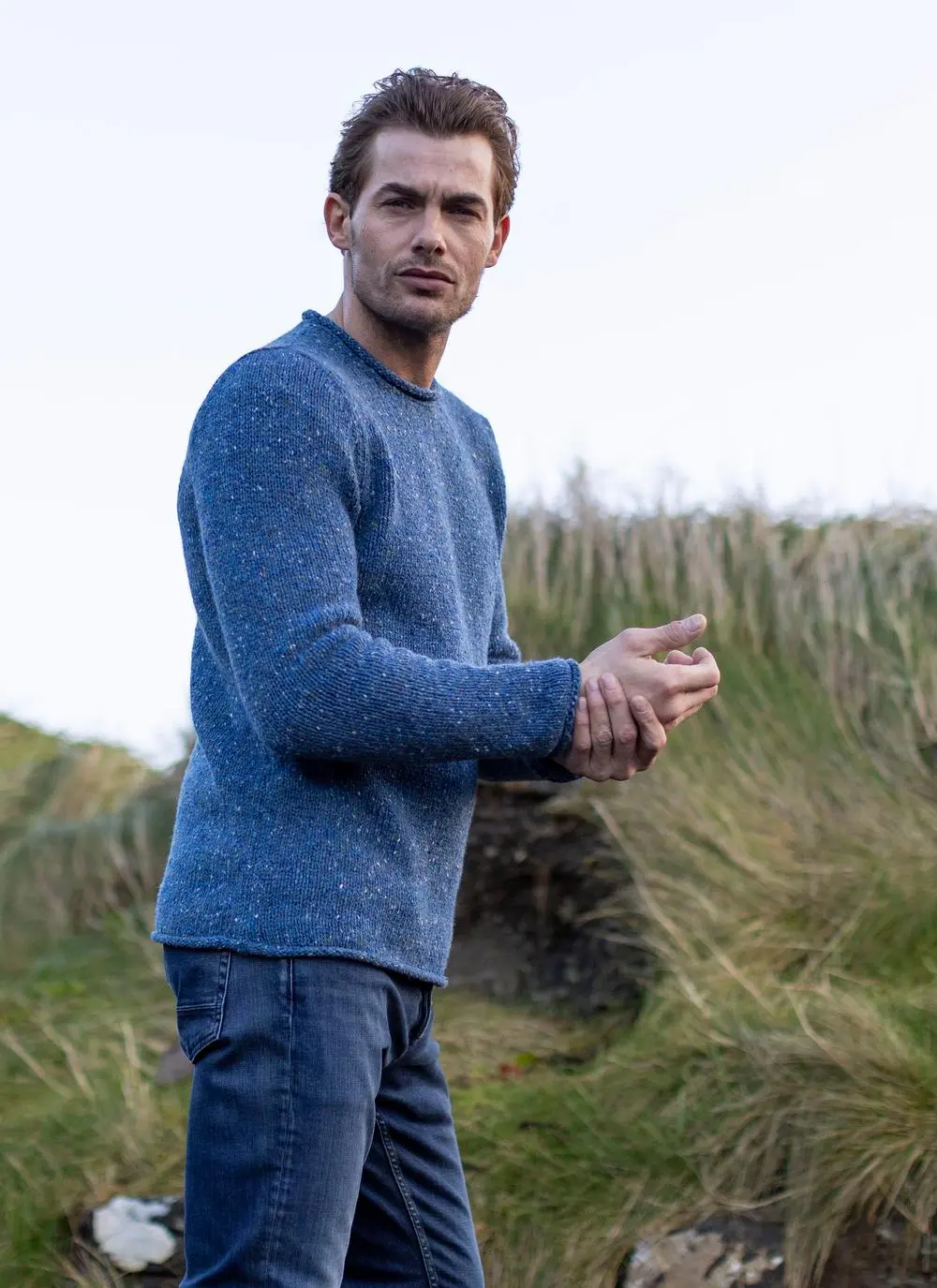 Fisherman Donegal Fleck Roll Neck Sweater