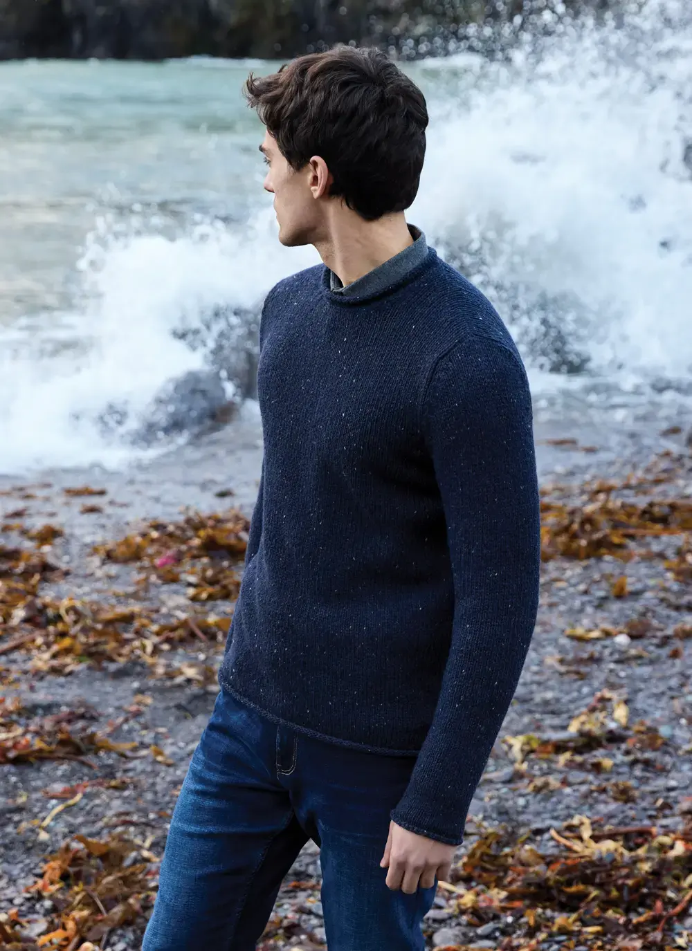 Fisherman Donegal Fleck Roll Neck Sweater