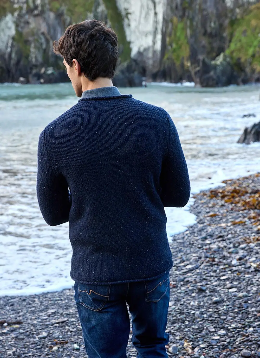 Fisherman Donegal Fleck Roll Neck Sweater
