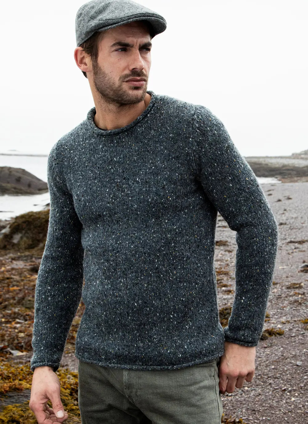 Fisherman Donegal Fleck Roll Neck Sweater