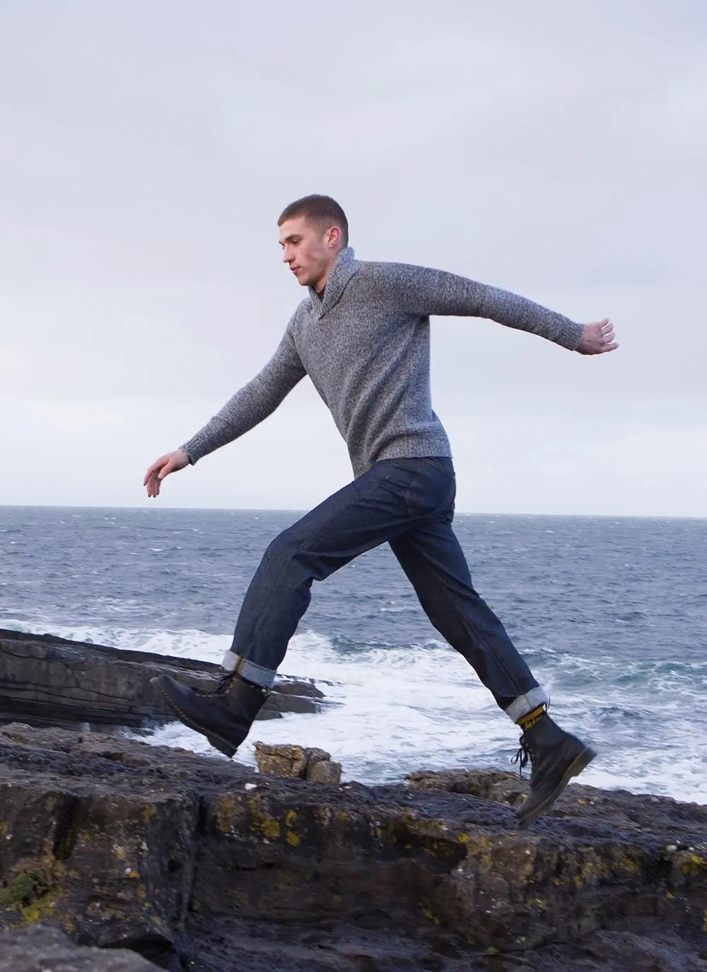 Fisherman Shawl Collar Sweater