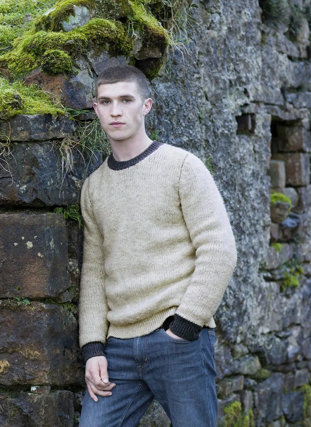 Fisherman Crew Neck Sweater with Geelong Lining