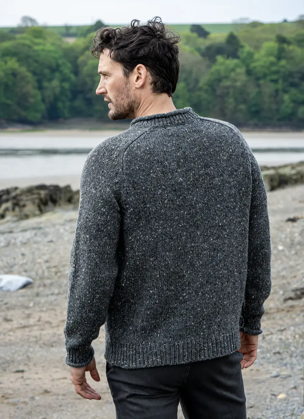 Fisherman Donegal Fleck Saddle Shoulder Sweater