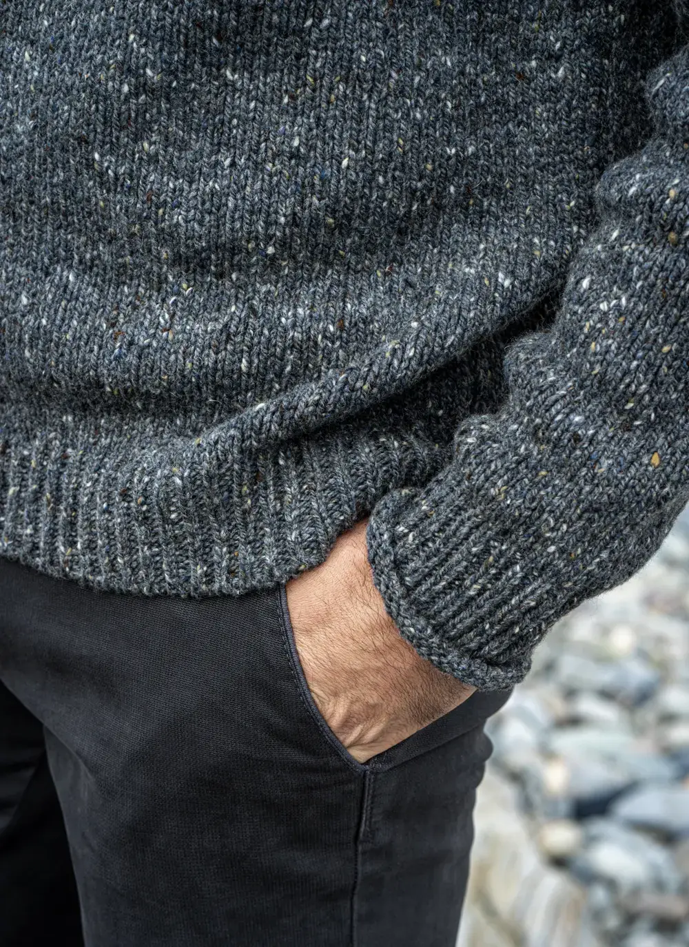 Fisherman Donegal Fleck Saddle Shoulder Sweater