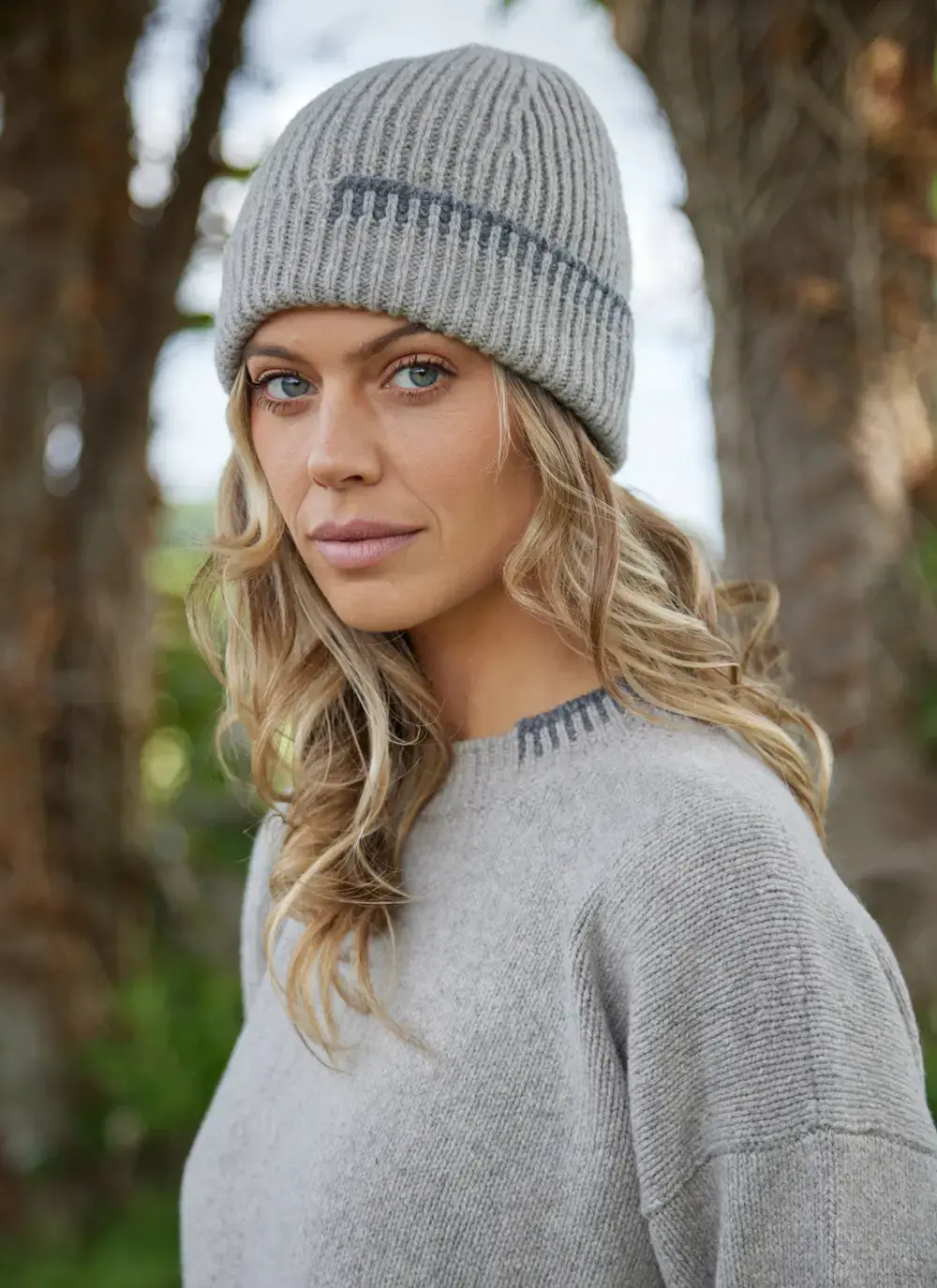 Wool Cashmere Blanket Stitch Beanie