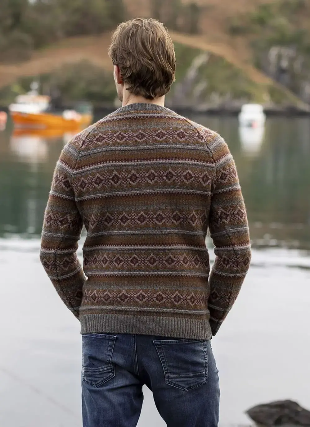 Fisherman Lambswool Fairisle Crew Neck Sweater 